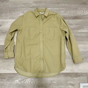 Madewell Moleskin Sunday Shacket Button Shirt in Ash Green